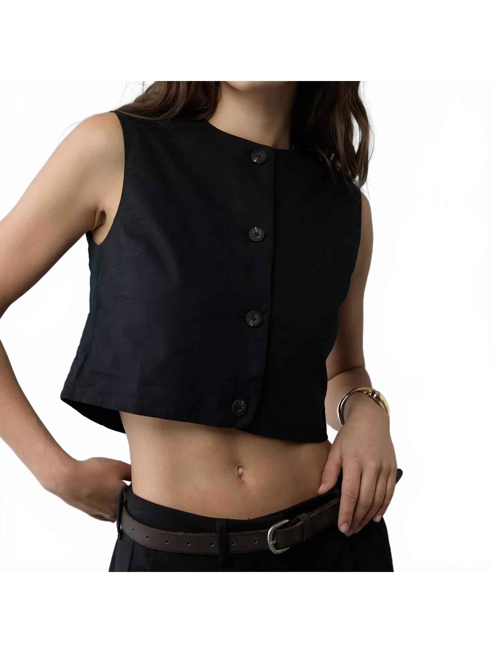 Ae Cotton Boxy Button-Up Crop Top American Eagle Nwt Black Xs